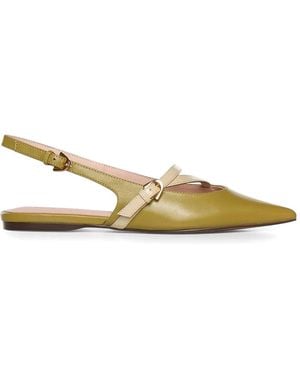 Coccinelle Strappy Pointed Leather Flats - Metallic