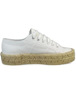 Superga Braided-Sole Lace-Up Sneakers - White