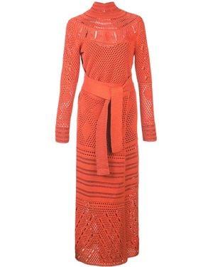 Proenza Schouler Crochet Crew Neck Dress - Red