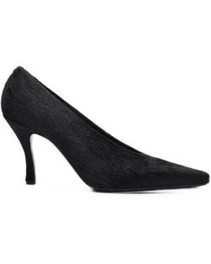 Loulou de Saison Pippa Pony-Effect Leather Court Shoes - Black