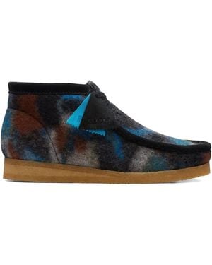 Clarks Patterned Lace-Up Boots - Blue