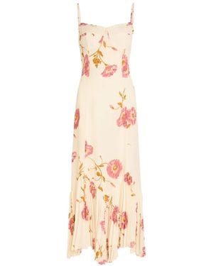 Reformation Plissiertes Midikleid Mit Blumenprint - Mettallic