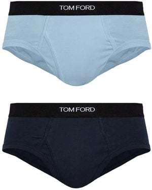 Tom Ford Logo-Waistband Briefs (Set Of Two) - Blue