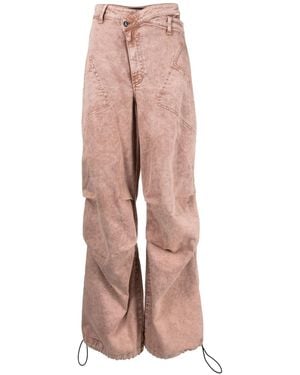 ANDREADAMO Asymmetric-Waistband Wide-Leg Jeans - Pink