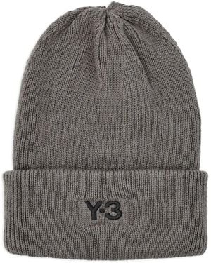 Y-3 Knit Beanie With Embroidered Logo - Grey