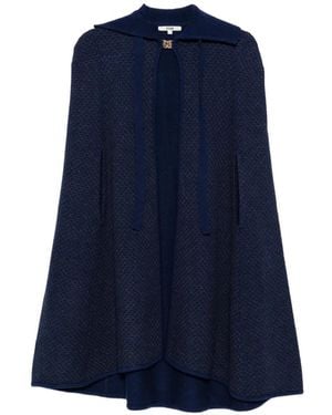 Maje Ribgebreide Cape Met Striksluiting - Blauw