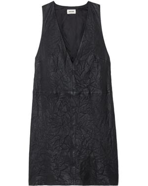 Zadig & Voltaire Rasha Crinkled-effect Sleeveless Leather Mini Dress - Blue
