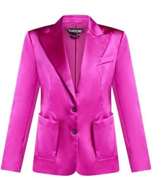 Tom Ford Single-Breasted Satin Blazer - Pink