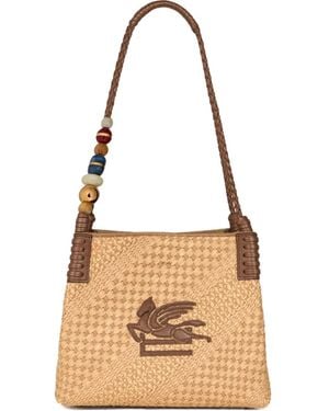 Etro Small Raffia Libra Tote Bag - White