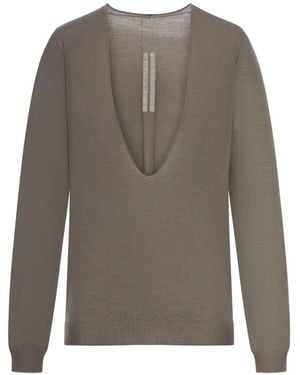 Rick Owens Deep V Neck Jumper - Grey