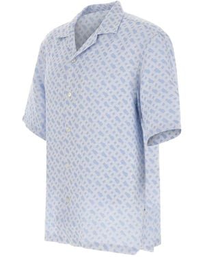 BOSS Cuban-Collar Logo Shirt - Blue