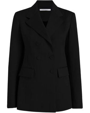 Another Tomorrow Double-Breasted Structured Blazer - Black