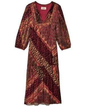 Ba&sh Geometric Print V-Neck Dress - Red