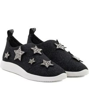 Giuseppe Zanotti ラインストーン スターパッチ - ブラック