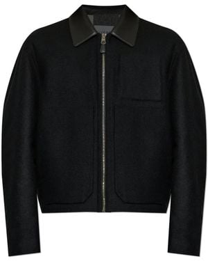 Givenchy Leather-Collar Wool Jacket - Black