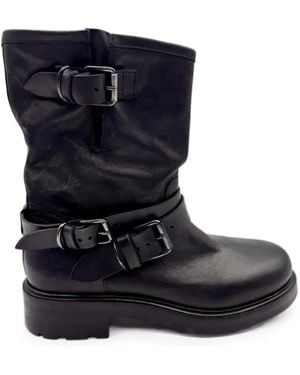 strategia shoes Buckle-Detail Leather Boots - Blue