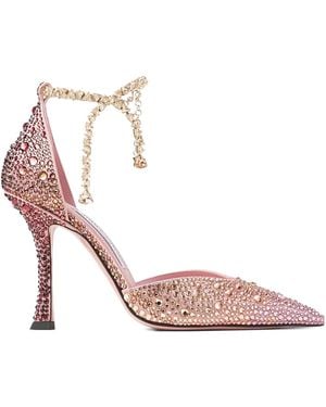 Jimmy Choo Stevie 100 Satin Embellished Court Shoes - Pink