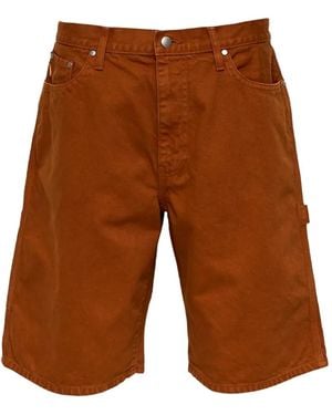 vowels Overdyed Painter Shorts - Brown