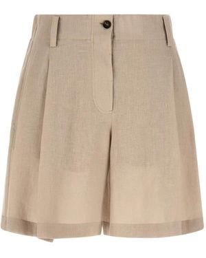 Brunello Cucinelli Double-pleats Shorts - Natural