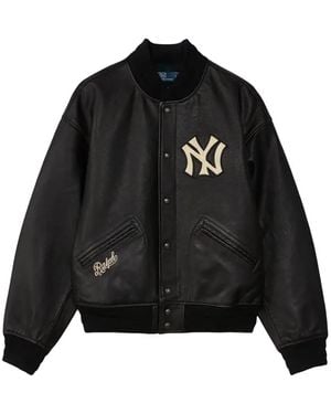 Polo Ralph Lauren Logo-Patch Leather Jacket - Black