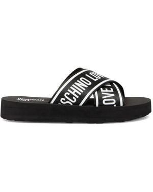 Love Moschino Logo Slide - Black