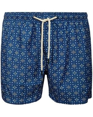 Peninsula Geometric-Pattern Swim Shorts - Blue