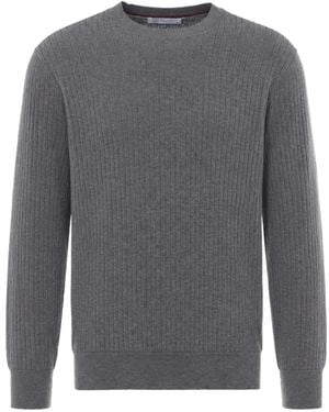 Brunello Cucinelli Ribbed-Knit Cotton Jumper - Grey