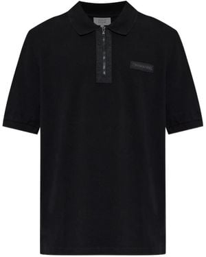 Maison Kitsuné Zip-Fastening Logo-Patch Polo Shirt - Black