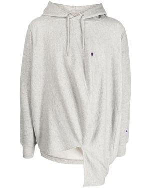 ANREALAGE Draped Drawstring Hoodie - White