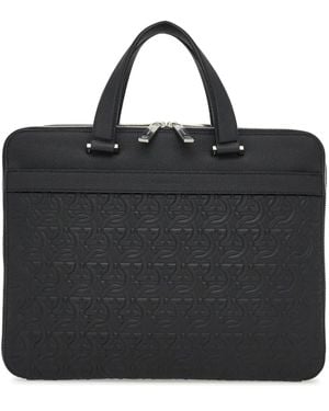 Ferragamo モノグラム レザービジネスバッグ - ブラック