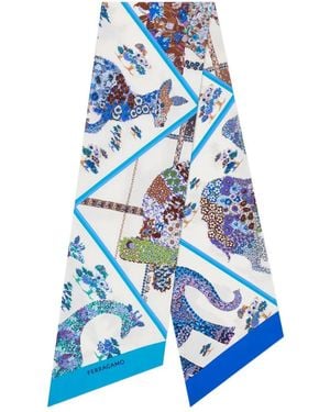 Ferragamo Floral Silk Scarf - Blue