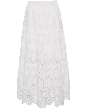 Cara Cara Falda Larga Melanie Con Ojales Bordados - Blanco