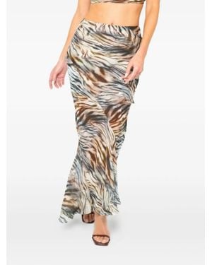 JBQ Safari-print Ruched Skirt - White