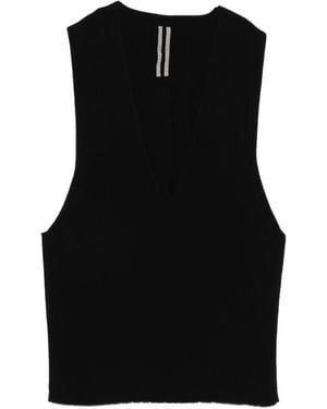Rick Owens V-Neck Knitted Vest - Black