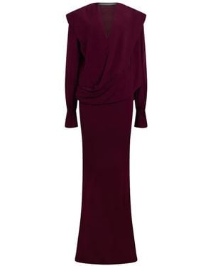 Alberta Ferretti Draped Long-Sleeved Maxi Dress - Purple