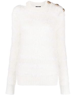 Balmain Buttoned Crew-Neck Jumper - White