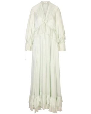 Chloé Ruffled Silk-Charmeuse Maxi Dress - White