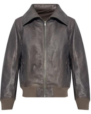 Rick Owens Blixa Dracollar レザージャケット - グレー
