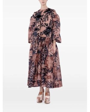 Biyan Robe Longue En Velours À Broderies - White