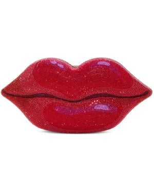 Judith Leiber Hot Lips Crystal-Embellished Clutch Bag - Red