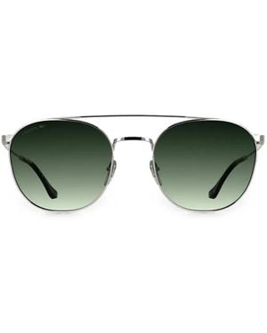 Lacoste Double-Bridge Geometric-Frame Sunglasses - Green
