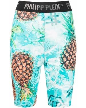 Philipp Plein Pineapple Stones Stones Cycling Shorts - Blue