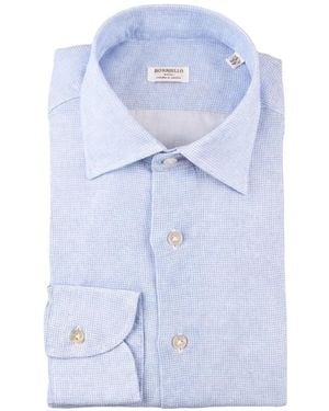 Borriello Houndstooth-Pattern Shirt - Blue