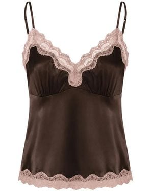 Gold Hawk Lace-Trim Camisole Top - Brown
