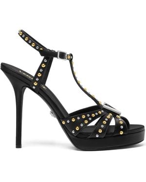 Versace 120Mm Leather Sandals - Black