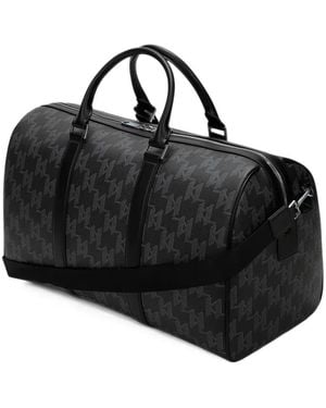 KARL LAGERFELD Monogram-Canvas Weekender Bag - Black