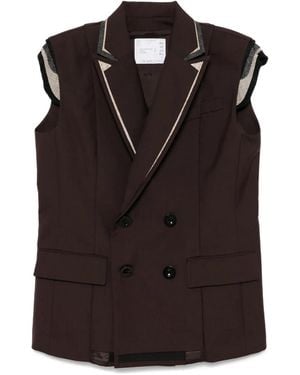 Sacai ダブルブレスト ベスト - ブラック