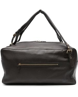 Eleventy Zip-Fastening Leather Duffle Bag - Black