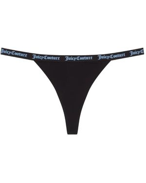 Juicy Couture Tanga Con Franja Del Logo - Negro