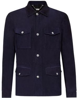 Billionaire Veste En Daim À Boutonnière - Blue